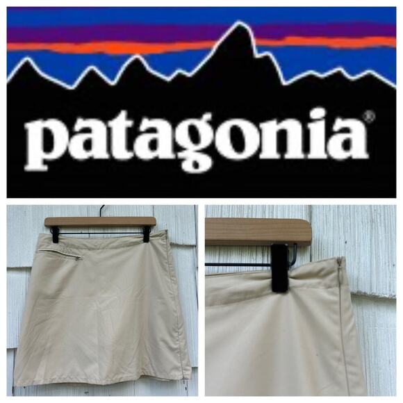 Patagonia‎ Womens Duway Beige Skirt Built In Shorts Side Zippers Pocket Size 8 - Picture 1 of 6